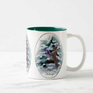 Tasse 2 Couleurs Cadeaux de Noël Basenji