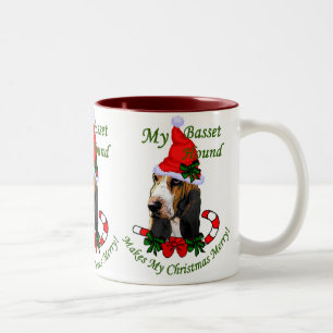 Tasse 2 Couleurs Cadeaux de Noël Basset Hound