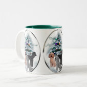 Tasse 2 Couleurs Cadeaux de Noël de caniche (Devant gauche)
