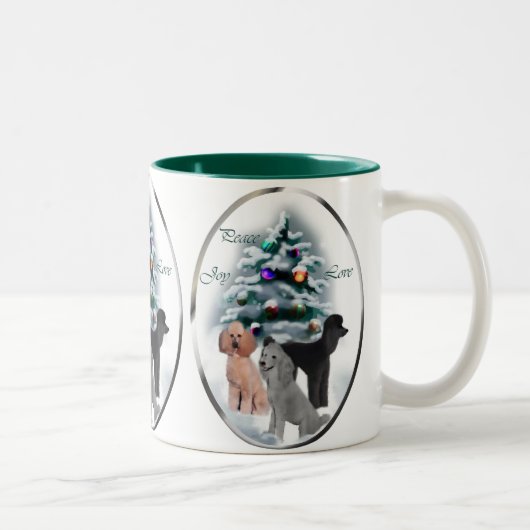 Tasse 2 Couleurs Cadeaux de Noël de caniche (Droit)