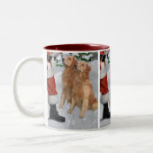 Tasse 2 Couleurs Cadeaux de Noël Golden Retriever (Gauche)