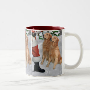 Tasse 2 Couleurs Cadeaux de Noël Golden Retriever