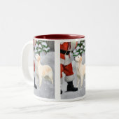 Tasse 2 Couleurs Cadeaux de Noël Golden Retriever (Devant gauche)