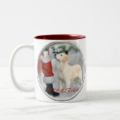 Tasse 2 Couleurs Cadeaux de Noël Golden Retriever (Gauche)