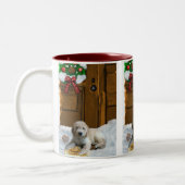 Tasse 2 Couleurs Cadeaux de Noël Goldendoodle (Gauche)