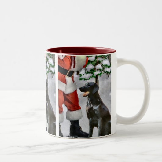 Tasse 2 Couleurs Cadeaux de Noël Retriever à revêtement plat (Droit)