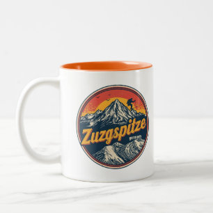 Tasse 2 Couleurs Cadeaux de plein air bavarois rétro Zugspitze natu