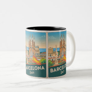 Tasse 2 Couleurs Cadeaux de voyage vintage barcelone sagrada famili