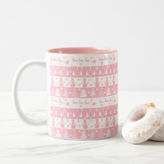 Tasse 2 Couleurs Cadeaux d'hiver de Noël rose mignon