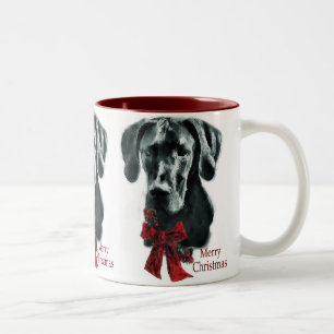 Tasse 2 Couleurs Cadeaux noirs de Noël de great dane