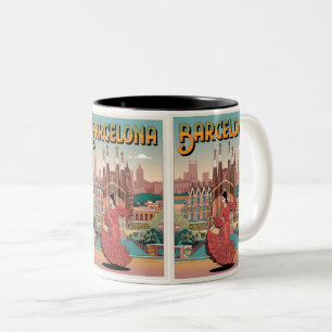 Tasse 2 Couleurs Cadeaux vintage barcelona sagrada familia voyage