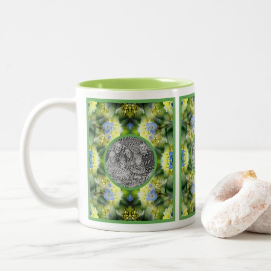 Tasse 2 Couleurs Cadre de fleurs Blue Hydrangea Créez votre propre  (Avec donut)