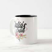 Tasse 2 Couleurs Cadre fleuri fleurit nom costumisable (Devant gauche)