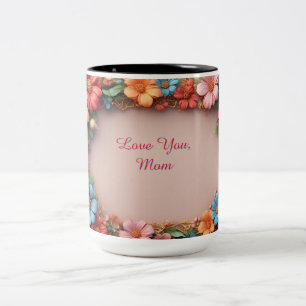 Tasse 2 Couleurs Cadre floral avec des fleurs colorées