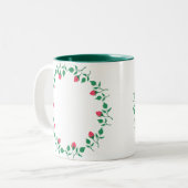Tasse 2 Couleurs Cadre rond fleuri avec fleurs roses (Devant gauche)