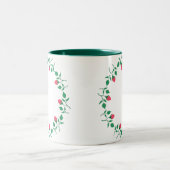Tasse 2 Couleurs Cadre rond fleuri avec fleurs roses (Centre)