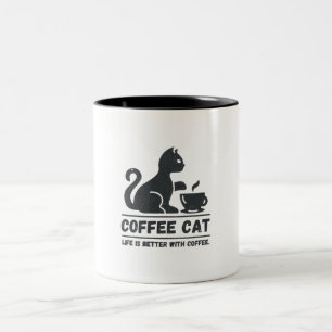 Tasse 2 Couleurs Café Cute Black Cat