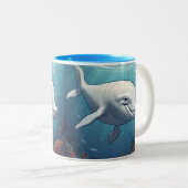 Tasse 2 Couleurs Café de baleine de Beluga (Devant droit)