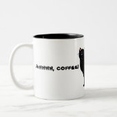 Tasse 2 Couleurs Café et chat noir amusant (Gauche)