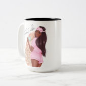 Tasse 2 Couleurs Café Faux Parties scintillant Fille Cheveux Brown  (Devant gauche)