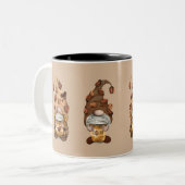 Tasse 2 Couleurs Café Gnomes Brown Tan Cute Tendy (Devant gauche)