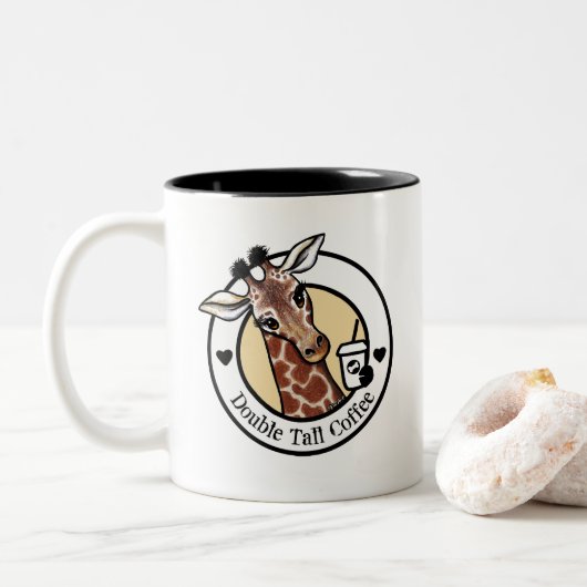 Tasse 2 Couleurs Café KiniArt Giraffe (Avec donut)