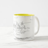 Tasse 2 Couleurs café, songeur sur une roche (Devant droit)