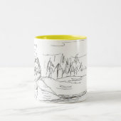 Tasse 2 Couleurs café, songeur sur une roche (Centre)