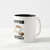 Tasse 2 Couleurs Café tous les jours Brown Retro Illustration (Devant droit)