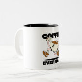 Tasse 2 Couleurs Café tous les jours Brown Retro Illustration (Devant gauche)