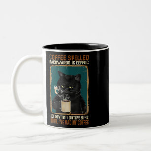 Tasse 2 Couleurs Café vintage Noir Cat Écrit À L'Arrière Est Eeff