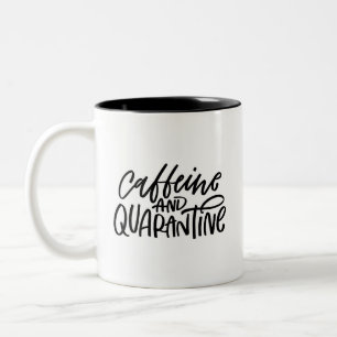 Tasse 2 Couleurs Caféine et Quarantine Lettré
