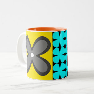 Tasse 2 Couleurs CaféOlé floral graphique audacieux coloré 11oz.