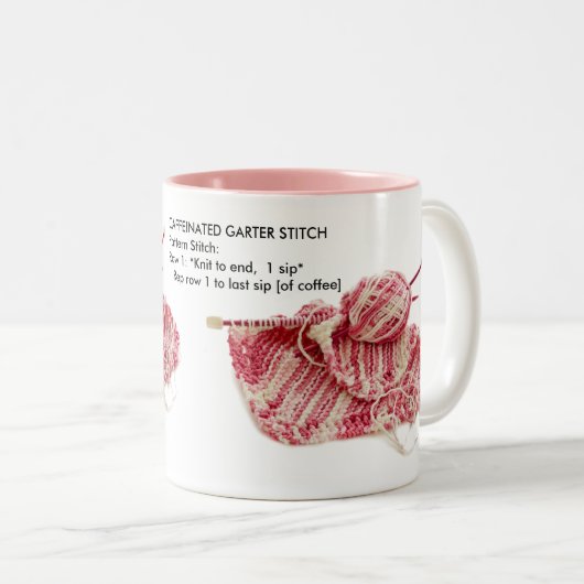 Tasse 2 Couleurs "Caffeinated Garter Stitch" - rose Tricot (Devant droit)