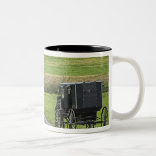 Tasse 2 Couleurs Calèche amish dans une allée de ferme, Ohio du Nor