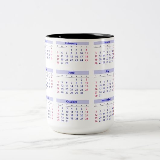 Tasse 2 Couleurs Calendrier 2017 (Centre)