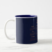 Tasse 2 Couleurs Calendrier 2018 Blue Navy Minimal Copper Rose Gold (Gauche)
