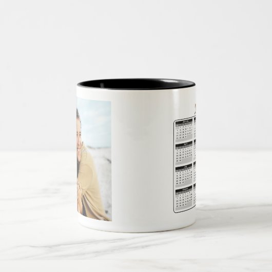 Tasse 2 Couleurs Calendrier 2019 de photo (Centre)