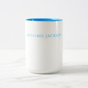 Tasse 2 Couleurs Calligraphie de nom Script Plain Simple Blanc Bleu