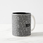 Tasse 2 Couleurs Calligraphie sur gris scintillant (Devant droit)