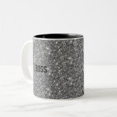 Tasse 2 Couleurs Calligraphie sur gris scintillant (Devant gauche)