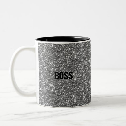 Tasse 2 Couleurs Calligraphie sur gris scintillant (Gauche)
