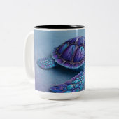 Tasse 2 Couleurs Calm Ocean Turtle Art – Blue & Purple Fantasy Sea  (Devant gauche)