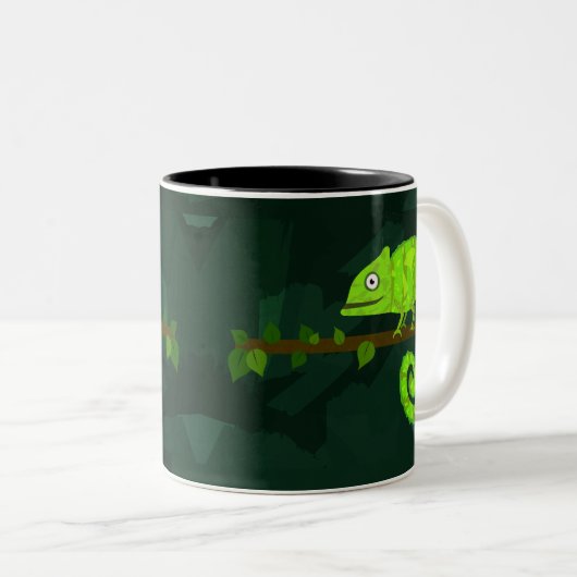 Tasse 2 Couleurs Caméléon vert mignon (Devant droit)