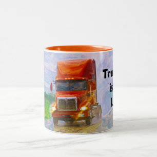 Tasse 2 Couleurs Camion de fret rouge pour enfants et camionneurs