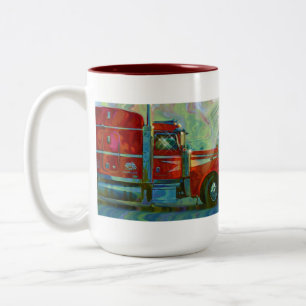 Tasse 2 Couleurs Camion de fret rouge pour enfants et camionneurs