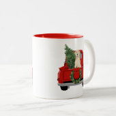 Tasse 2 Couleurs Camion de Noël du Labrador jaune (Devant droit)
