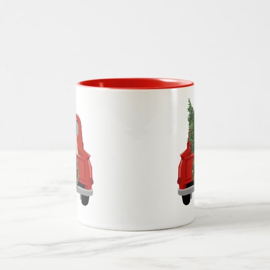 Tasse 2 Couleurs Camion de Noël du Labrador jaune (Centre)