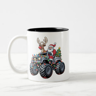 Tasse 2 Couleurs Camion monstre Noël Santa vacances enfants