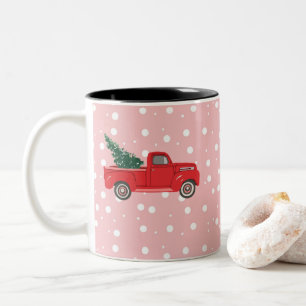 Tasse 2 Couleurs Camion rouge avec arbre Art Rose